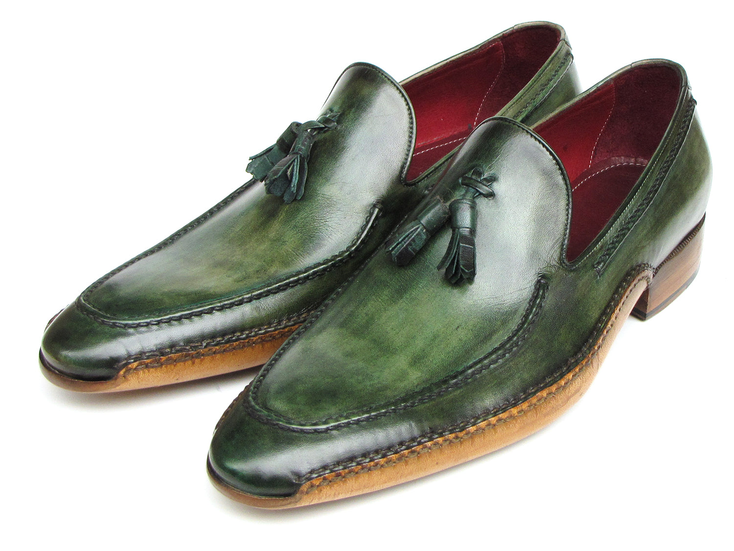 Paul Parkman Handsewn Tassel Loafer Green Shoes (ID#082-GREEN)