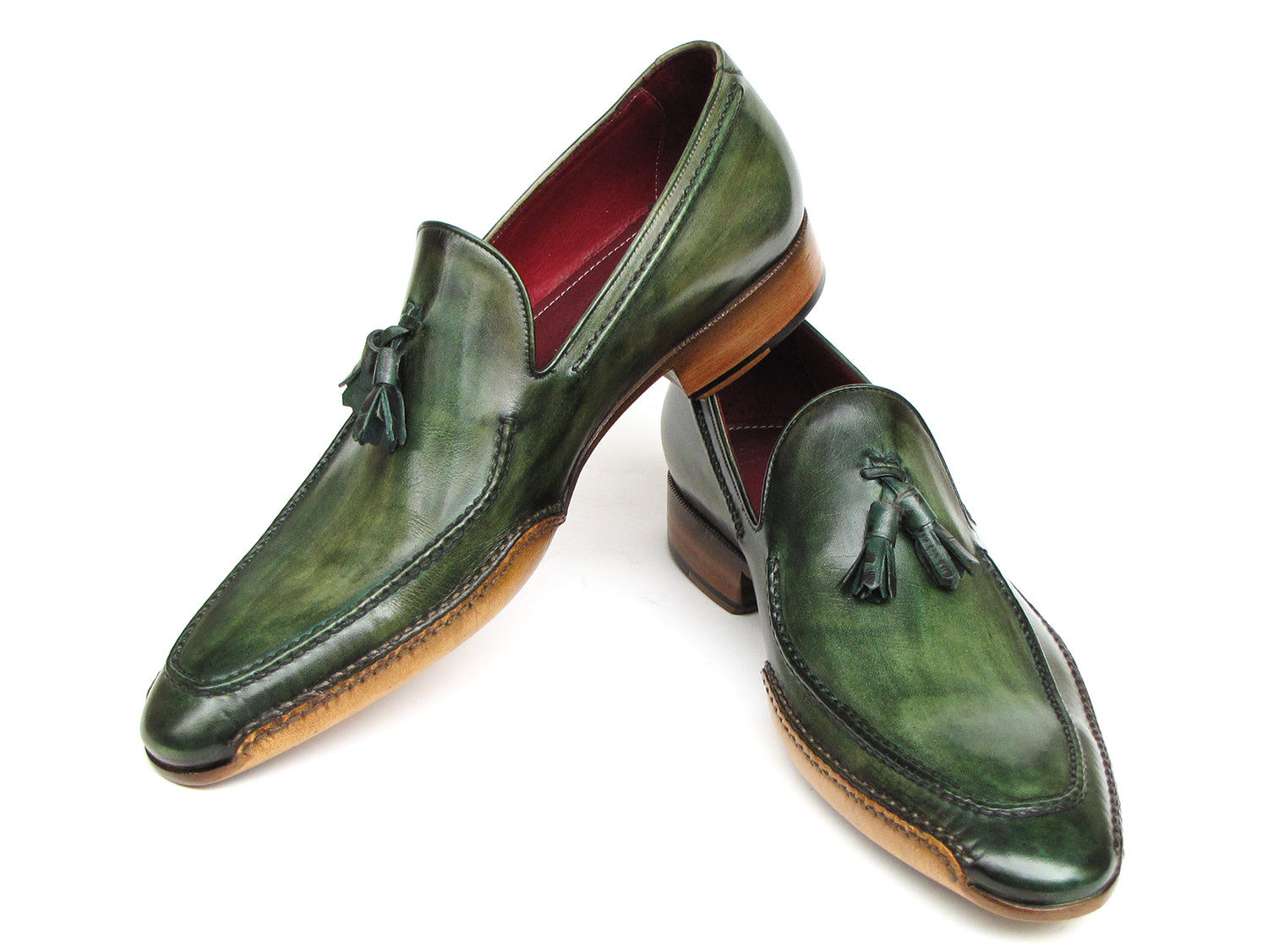 Paul Parkman Handsewn Tassel Loafer Green Shoes (ID#082-GREEN)
