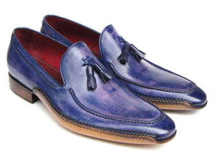 Paul Parkman Men's Side Handsewn Tassel Loafer Blue & Purple (ID#082-BLU-PURP)