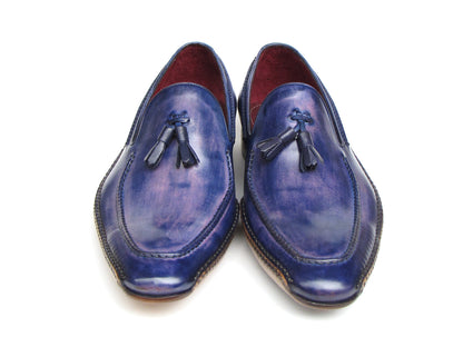 Paul Parkman Men's Side Handsewn Tassel Loafer Blue & Purple (ID#082-BLU-PURP)