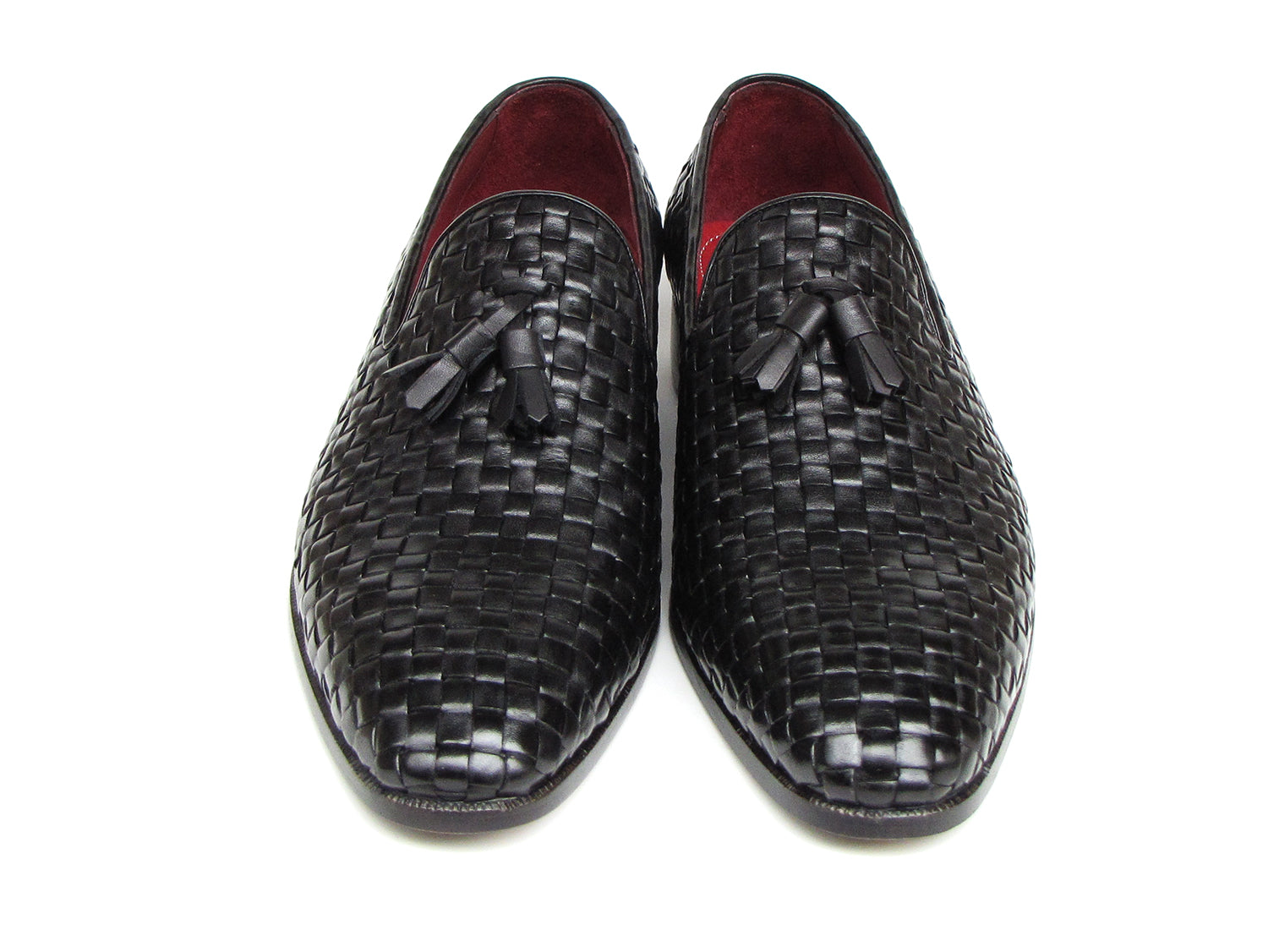 Paul Parkman Men's Tassel Loafer Black Woven Leather (ID#085-BLK)