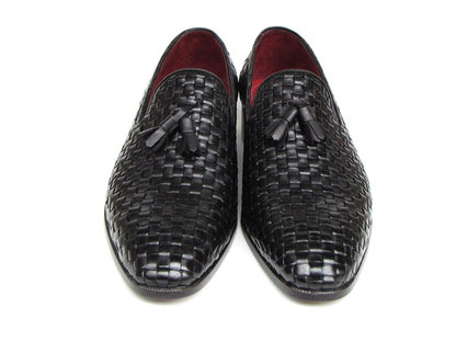 Paul Parkman Men's Tassel Loafer Black Woven Leather (ID#085-BLK)
