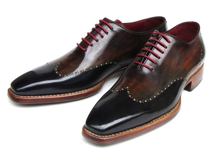 Paul Parkman Men's Wingtip Oxford Goodyear Welted Navy Red Black (ID#081-MIX)
