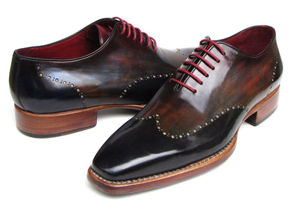 Paul Parkman Men's Wingtip Oxford Goodyear Welted Navy Red Black (ID#081-MIX)
