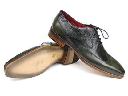 Paul Parkman Men's Wingtip Oxford Floater Leather Green (ID#023-GREEN)