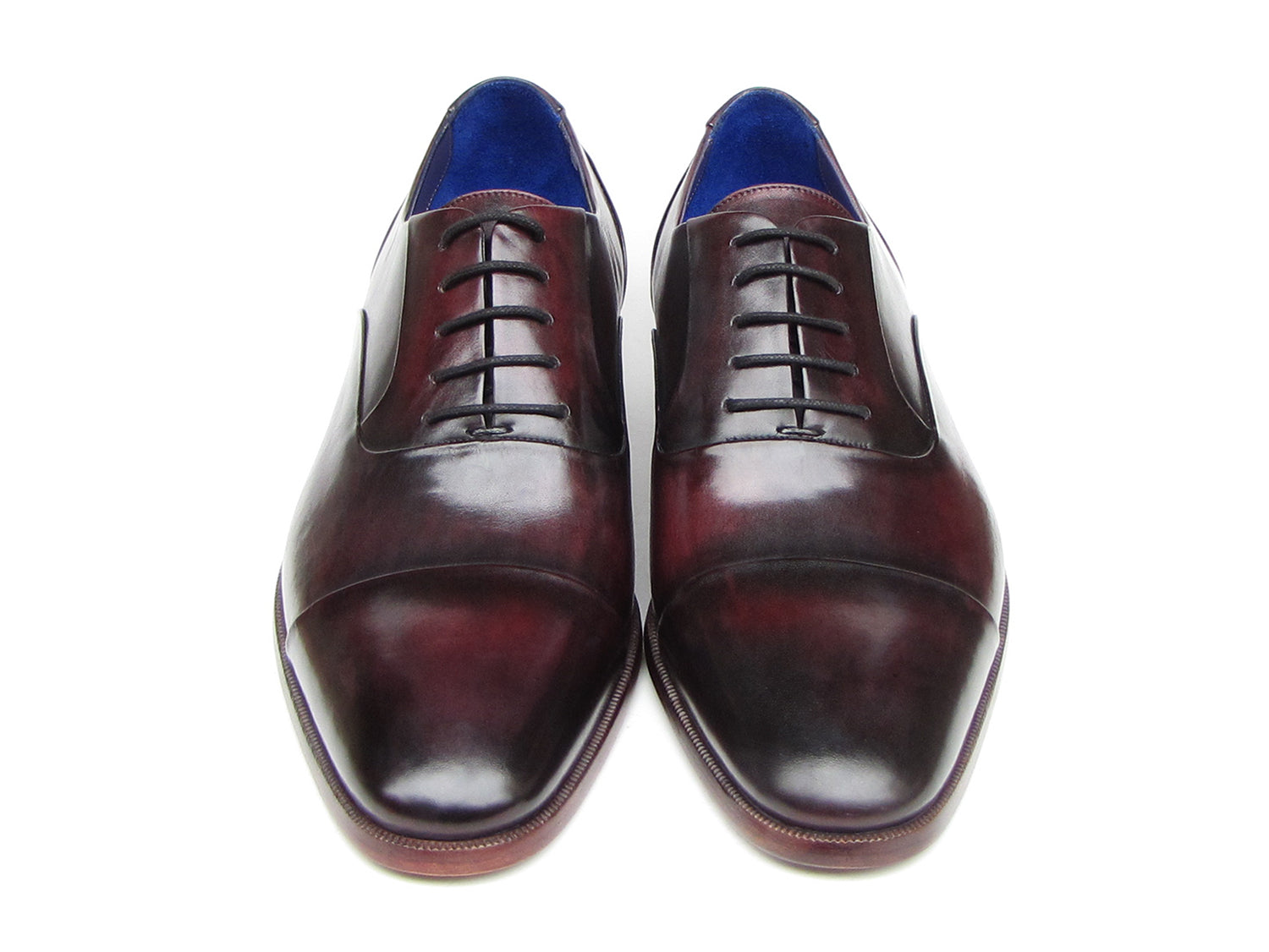 Paul Parkman Men's Captoe Oxfords Black Purple Shoes (ID#074-PURP-BLK)