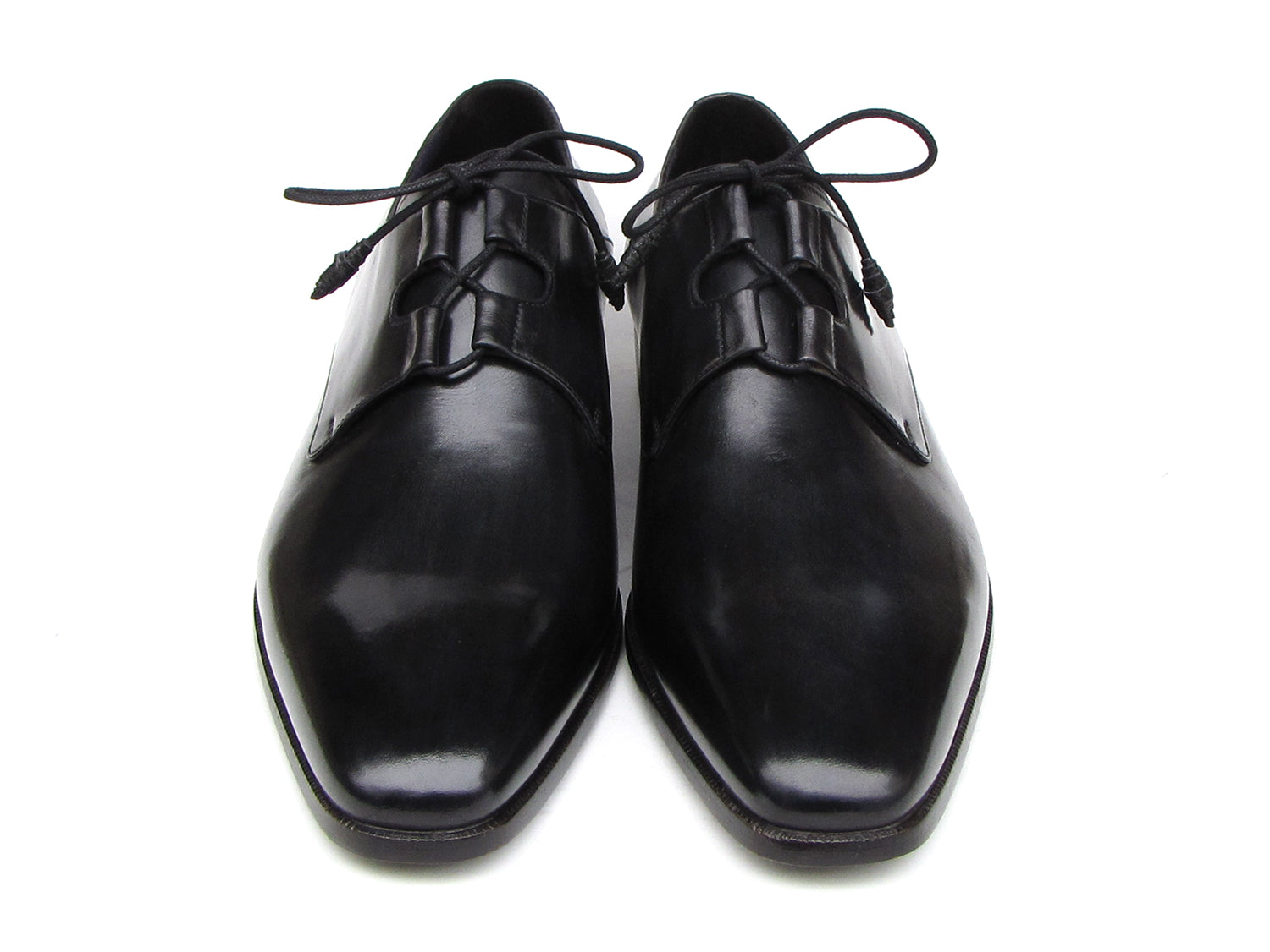 Paul Parkman Men's Ghillie Lacing Plain Toe Black Shoes (ID#076-BLK)
