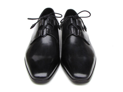 Paul Parkman Men's Ghillie Lacing Plain Toe Black Shoes (ID#076-BLK)