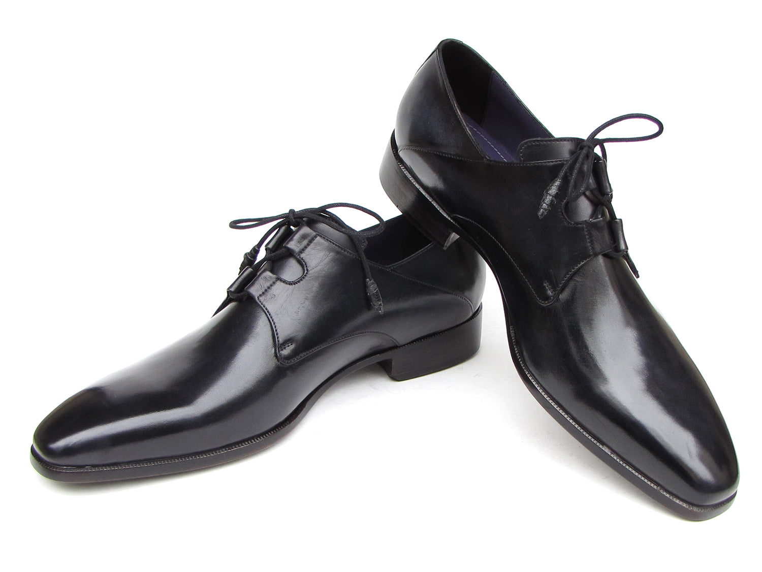 Paul Parkman Men's Ghillie Lacing Plain Toe Black Shoes (ID#076-BLK)