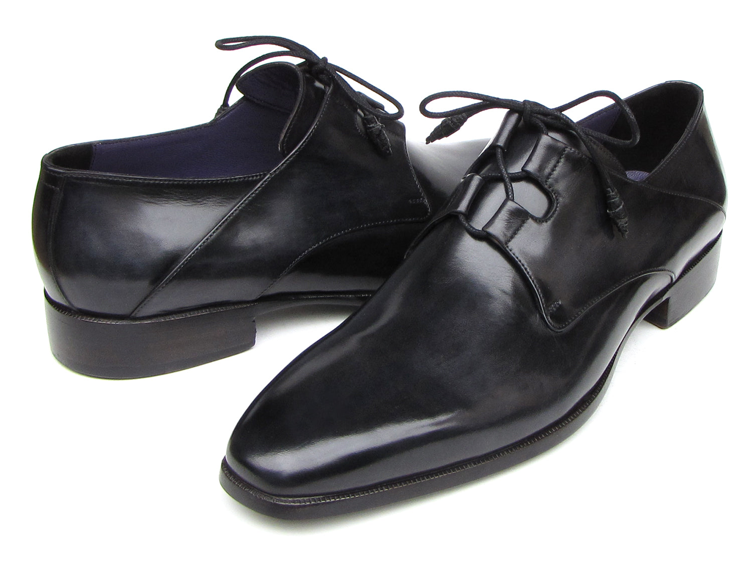 Paul Parkman Men's Ghillie Lacing Plain Toe Black Shoes (ID#076-BLK)