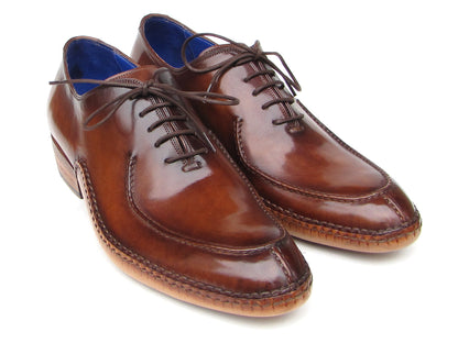 Paul Parkman Men's Side Handsewn Split-toe Brown Oxfords (ID#054-BRW)