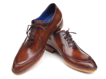 Paul Parkman Men's Side Handsewn Split-toe Brown Oxfords (ID#054-BRW)