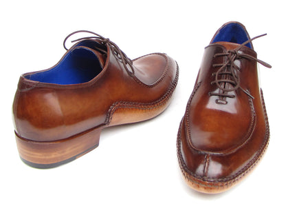 Paul Parkman Men's Side Handsewn Split-toe Brown Oxfords (ID#054-BRW)