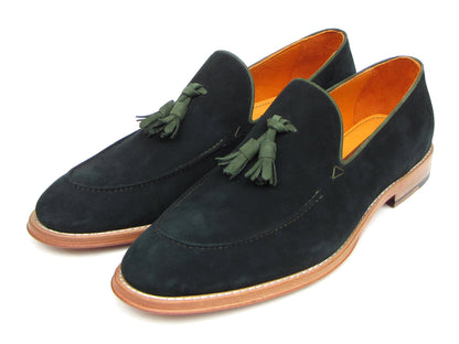 Paul Parkman Men's Tassel Loafer Green Suede Shoes (ID#087-GREEN)