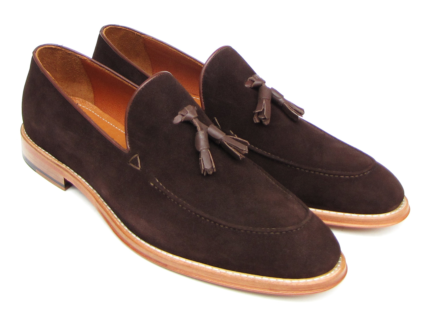 Paul Parkman Men's Tassel Loafer Brown Suede Shoes (ID#087-BRW)