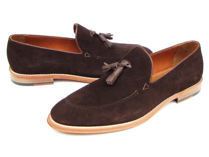 Paul Parkman Men's Tassel Loafer Brown Suede Shoes (ID#087-BRW)