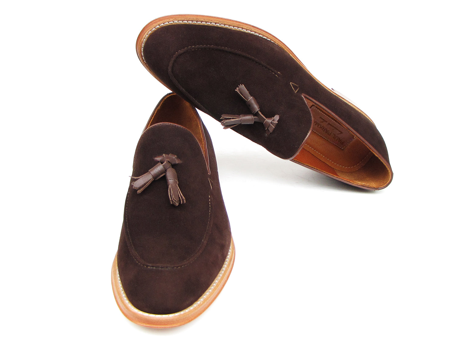 Paul Parkman Men's Tassel Loafer Brown Suede Shoes (ID#087-BRW)