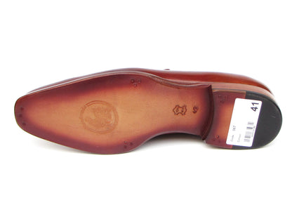 Paul Parkman Men's Penny Loafer Tobacco & Bordeaux Hand-Painted Shoes (ID#067-BRD)