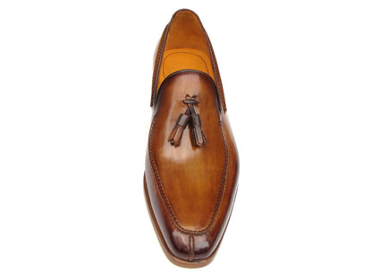 Paul Parkman Men's Tassel Loafer Camel & Brown Hand-Painted (ID#083-CML)