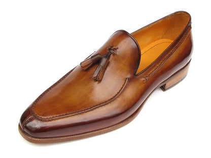 Paul Parkman Men's Tassel Loafer Camel & Brown Hand-Painted (ID#083-CML)