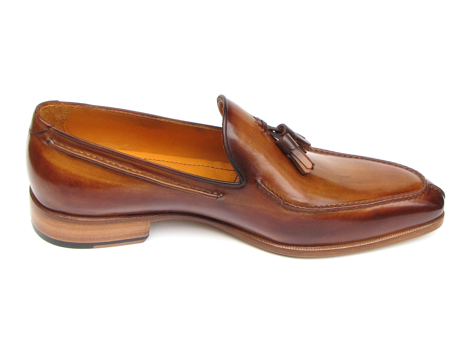 Paul Parkman Men's Tassel Loafer Camel & Brown Hand-Painted (ID#083-CML)