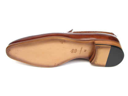 Paul Parkman Men's Tassel Loafer Camel & Brown Hand-Painted (ID#083-CML)