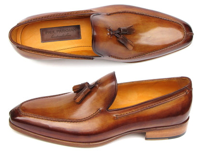 Paul Parkman Men's Tassel Loafer Camel & Brown Hand-Painted (ID#083-CML)