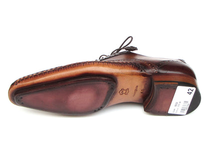 Paul Parkman Men's Captoe Oxfords Brown Hand Painted Shoes (ID#5032-BRW)