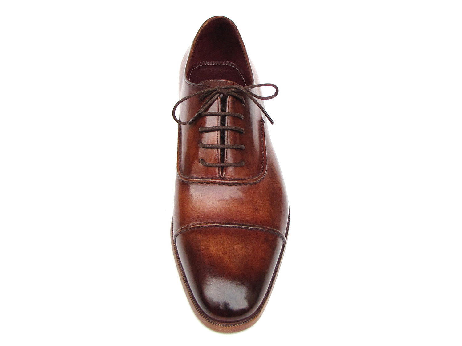 Paul Parkman Men's Captoe Oxfords Brown Hand Painted Shoes (ID#077-BRW)