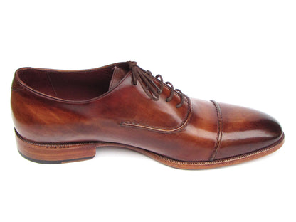 Paul Parkman Men's Captoe Oxfords Brown Hand Painted Shoes (ID#077-BRW)