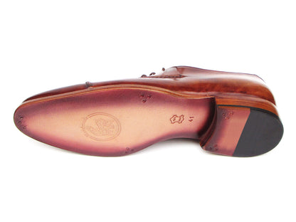 Paul Parkman Men's Captoe Oxfords Brown Hand Painted Shoes (ID#077-BRW)