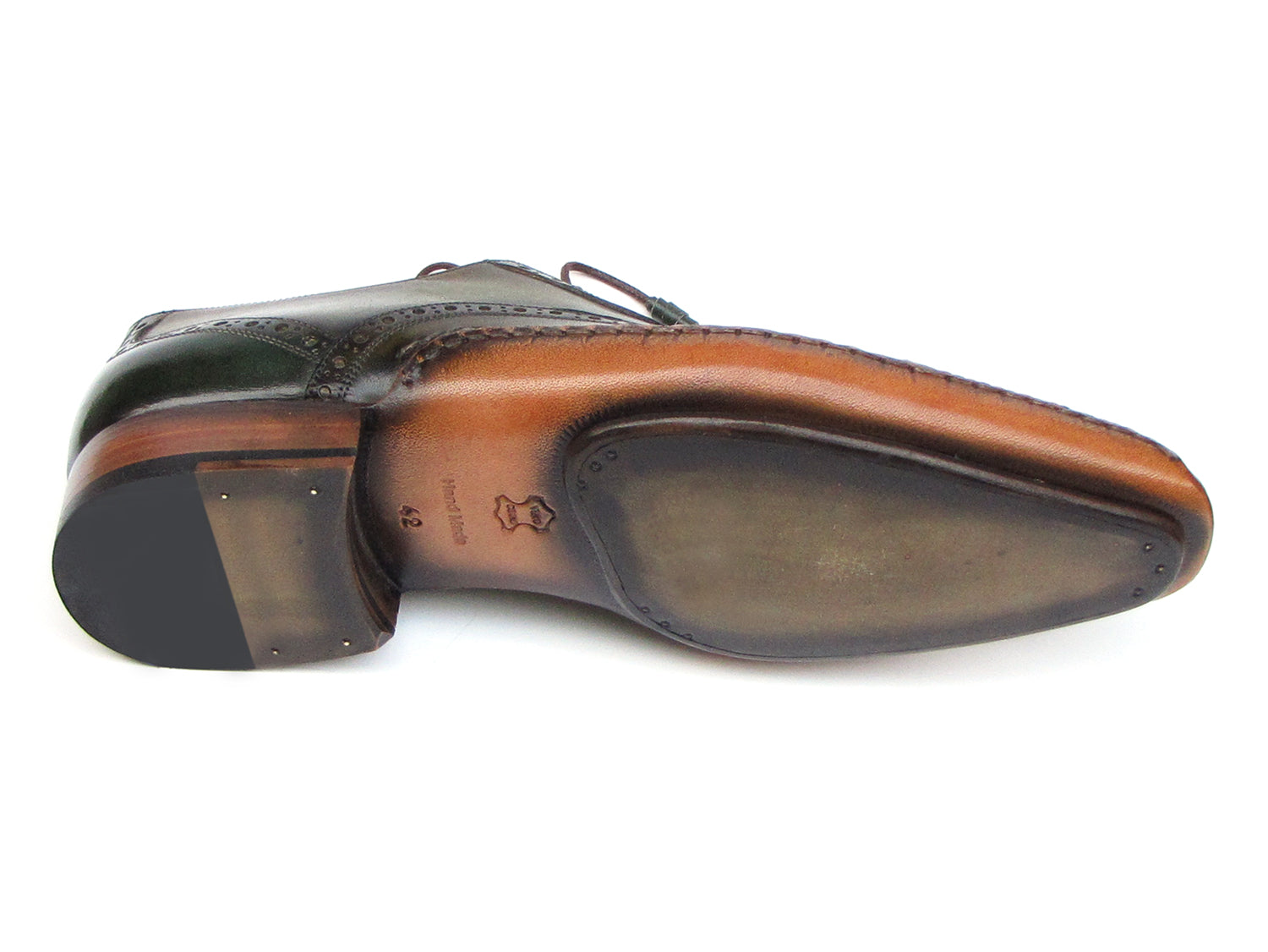 Paul Parkman Men's Side Handsewn Captoe Oxfords Green (ID#5032-GREEN)