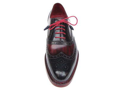 Paul Parkman Men's Triple Leather Sole Wingtip Brogues Navy & Red (ID#027-TRP-NVYBRD)