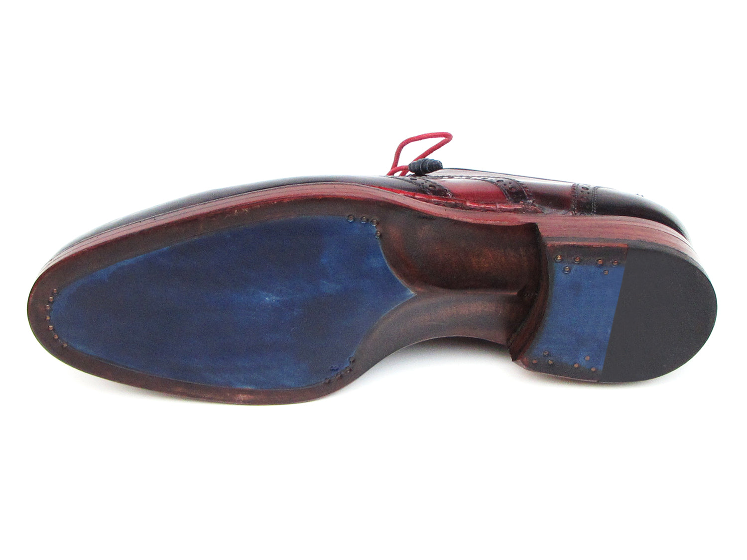 Paul Parkman Men's Triple Leather Sole Wingtip Brogues Navy & Red (ID#027-TRP-NVYBRD)