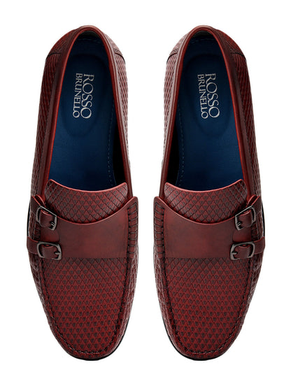 Burgundy Dual-Buckle Loafers