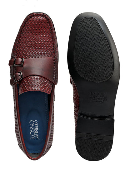 Burgundy Dual-Buckle Loafers