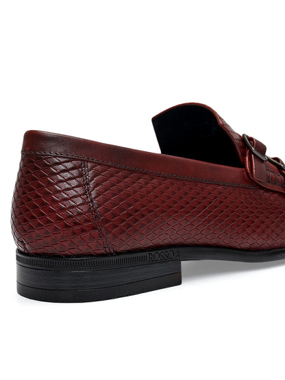 Burgundy Dual-Buckle Loafers