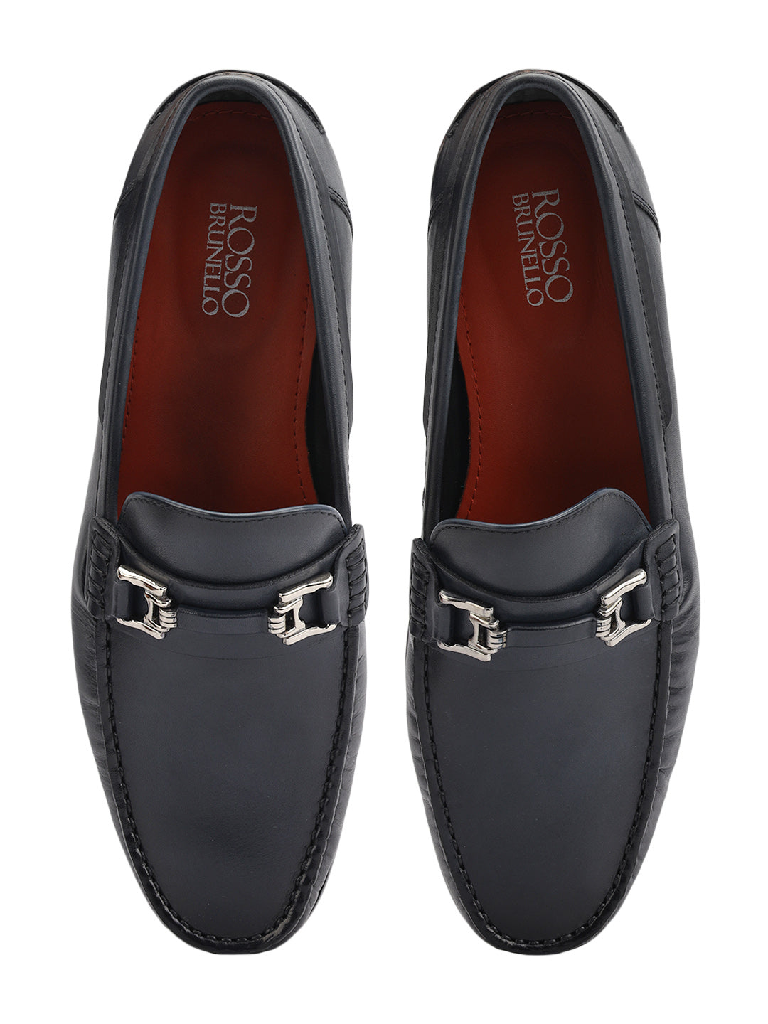 Blue Leather Loafers With Panel On Top