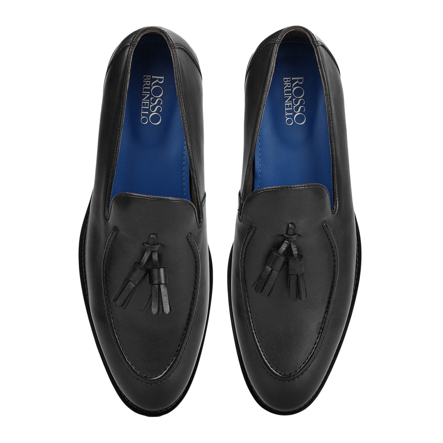 Black Leather Loafers With Tassels