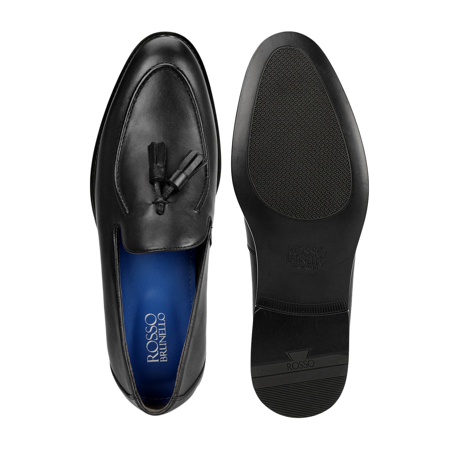 Black Leather Loafers With Tassels