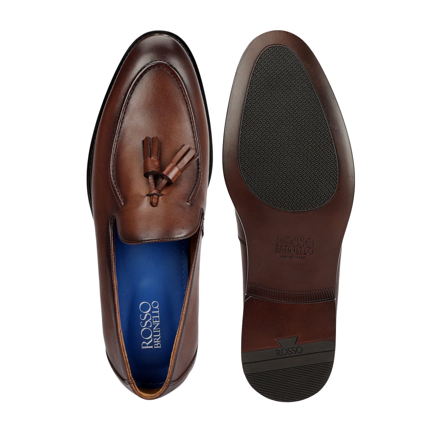 Brown Leather Loafers With Tassels