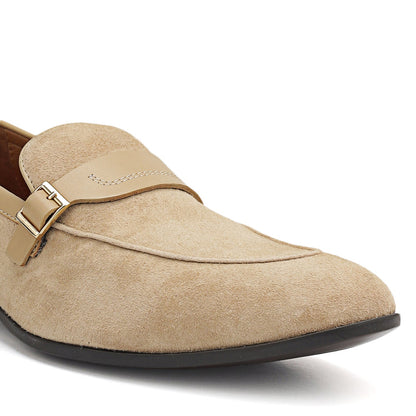 Beige Suede Leather Loafers