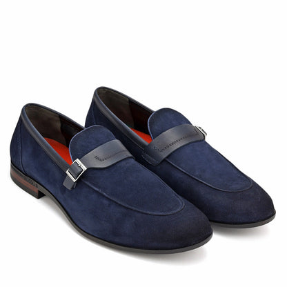Blue Suede Leather Loafers