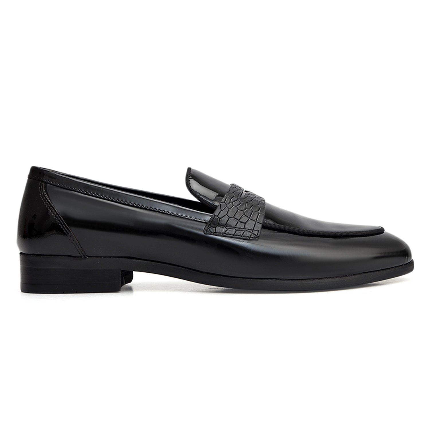 Black Croco Trim Loafers