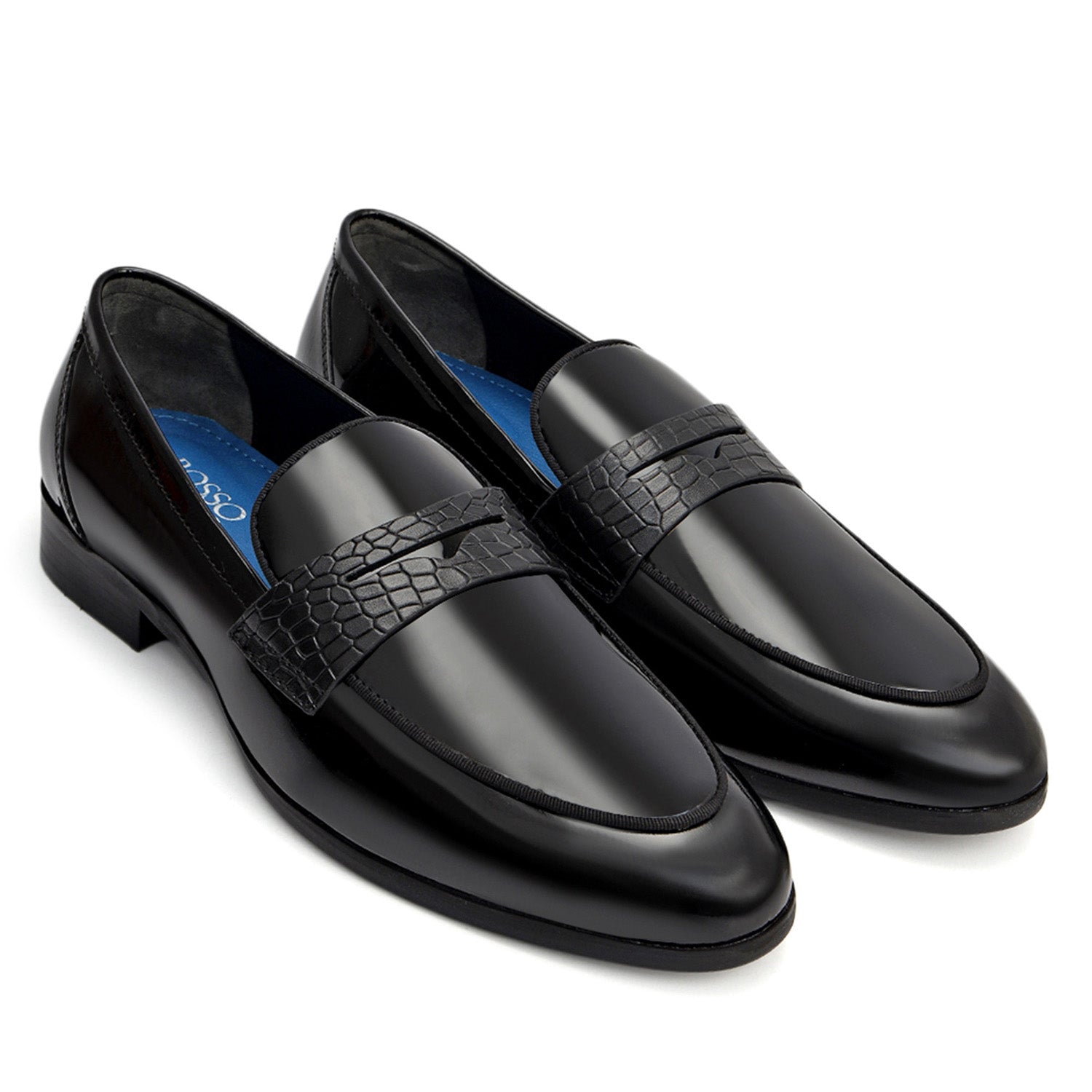 Black Croco Trim Loafers