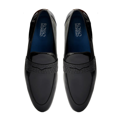 Black Croco Trim Loafers
