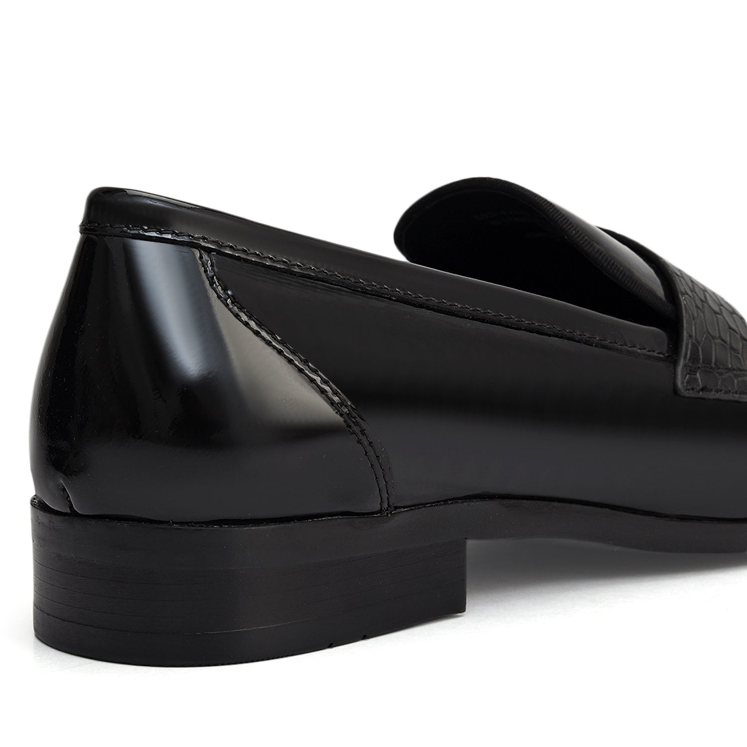 Black Croco Trim Loafers