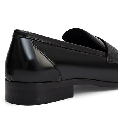 Black Croco Trim Loafers