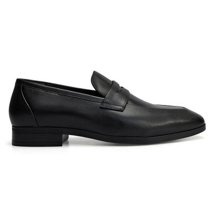 Black Leather Loafers With Panel