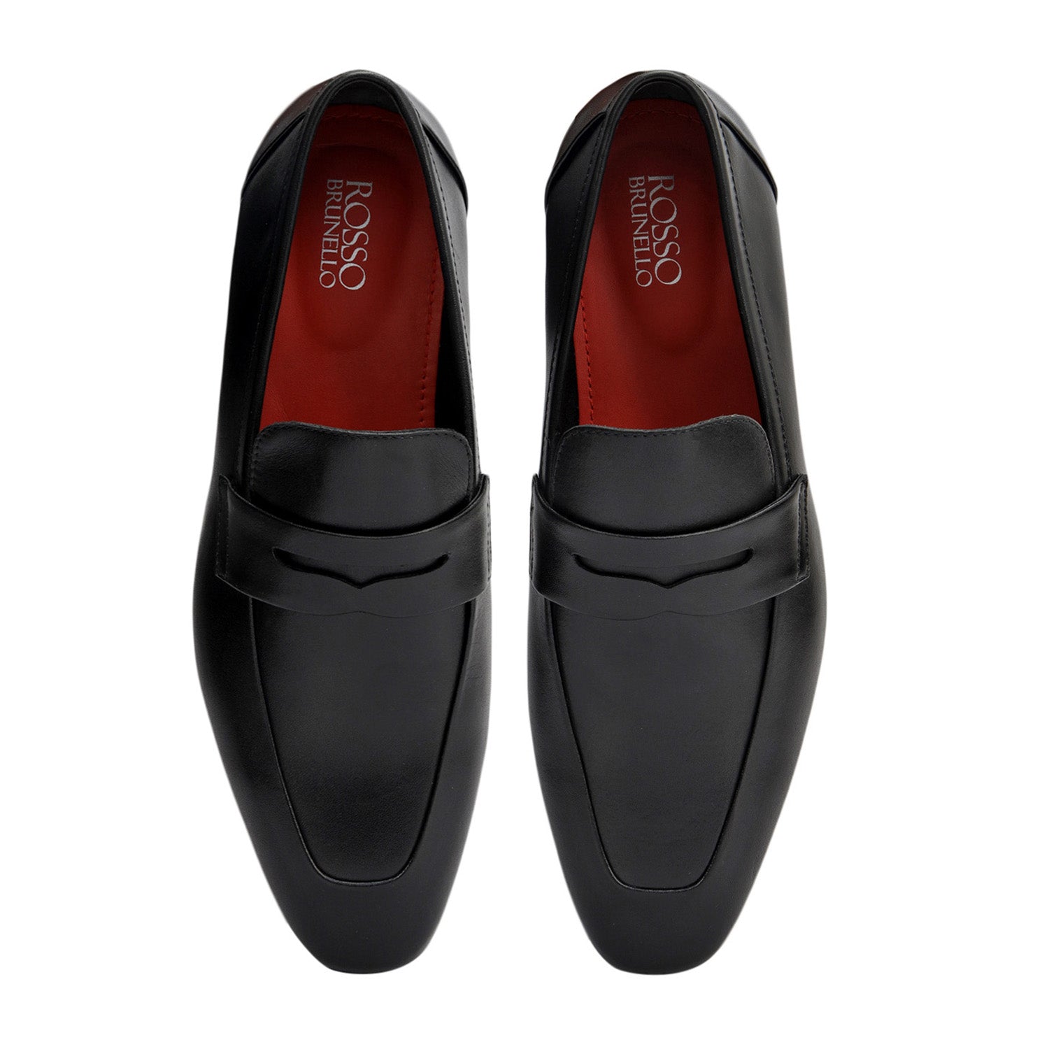 Black Leather Loafers With Panel